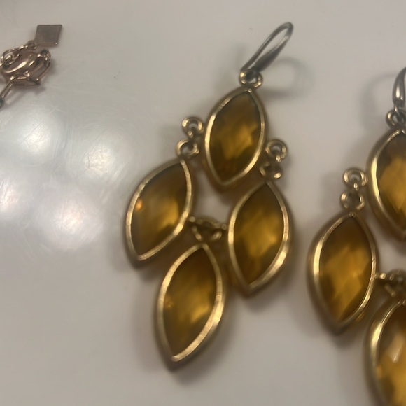 Citrine brass sext drop chandelier earrings - Picture 2 of 3